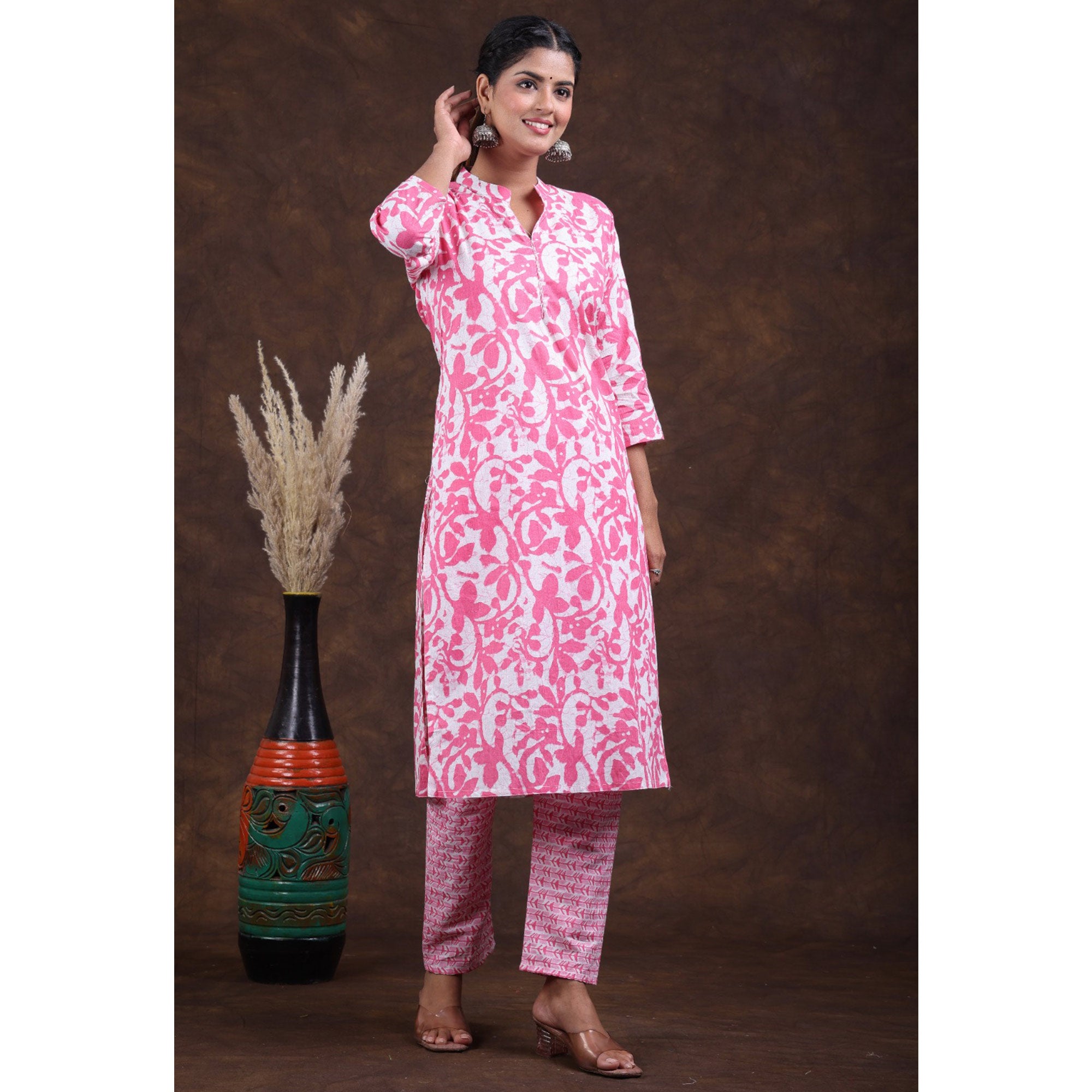 Pink Jaipuri Printed Pure Cotton Suit