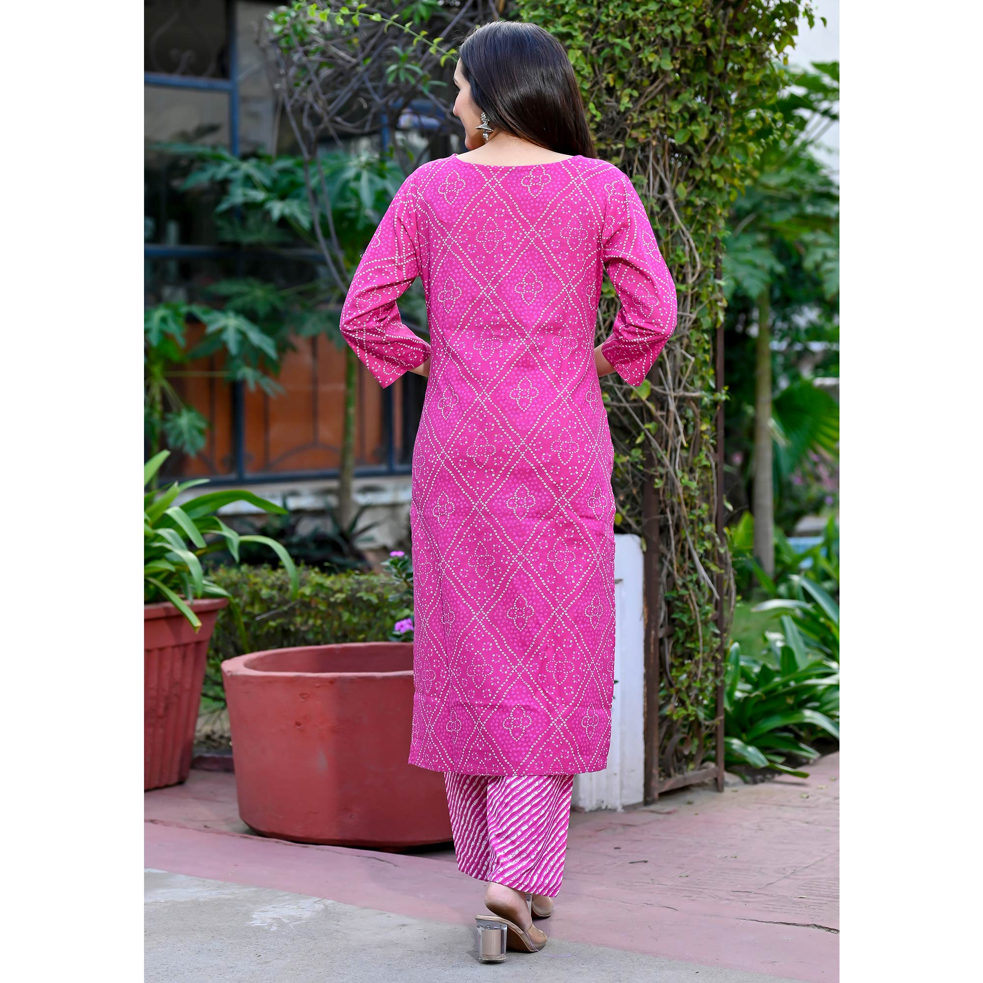 Pink Bandhani Printed Pure Cotton Salwar Suit