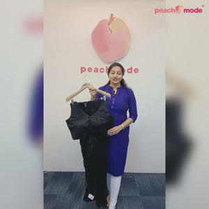 Black Sequins Embroidered Ready to Wear Lycra And Netted Saree