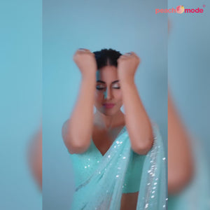 Blue Sequins Embroidered Georgette Saree