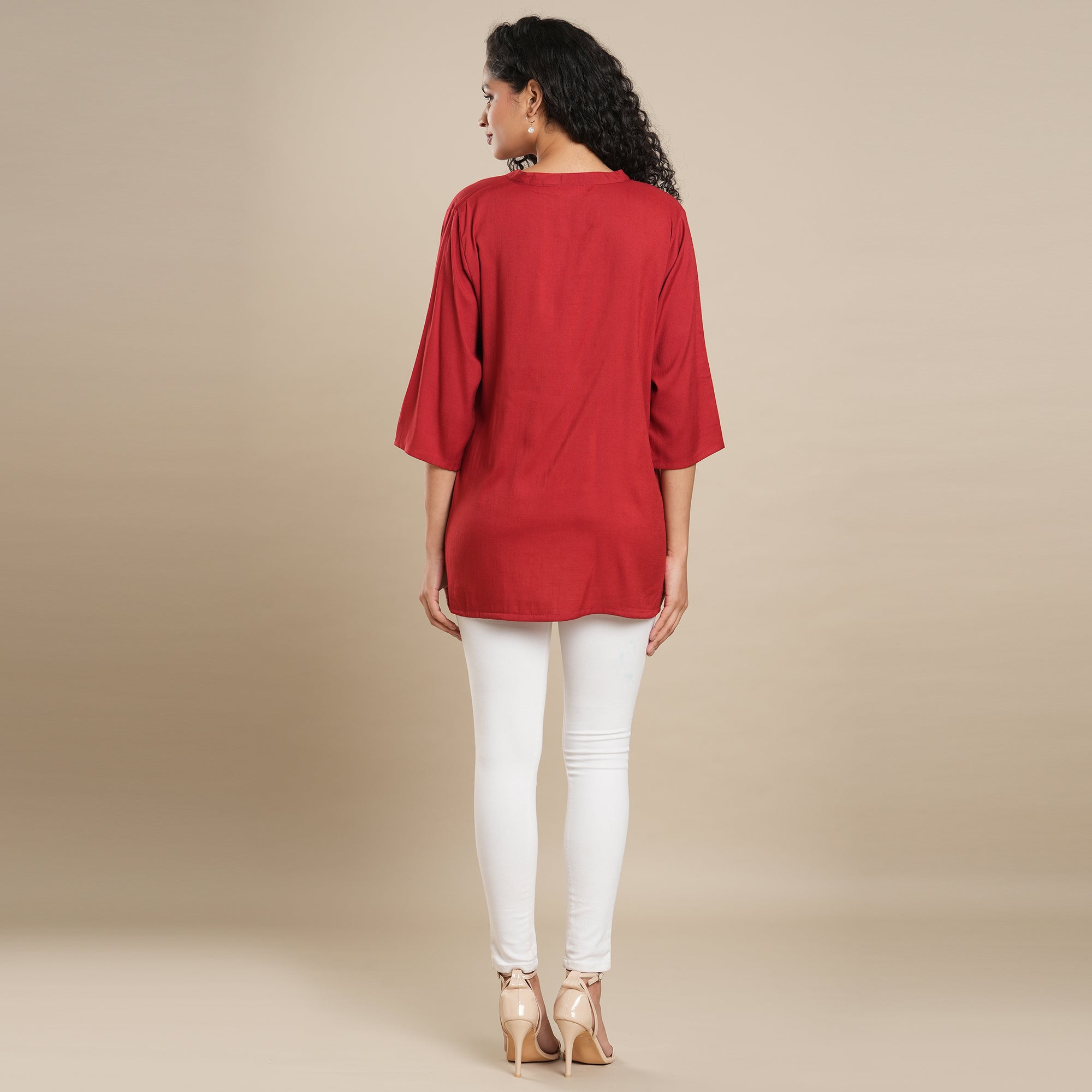 Red Solid Pure Cotton Top