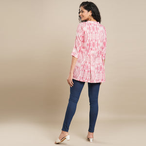 Pink Foil Printed Rayon Top