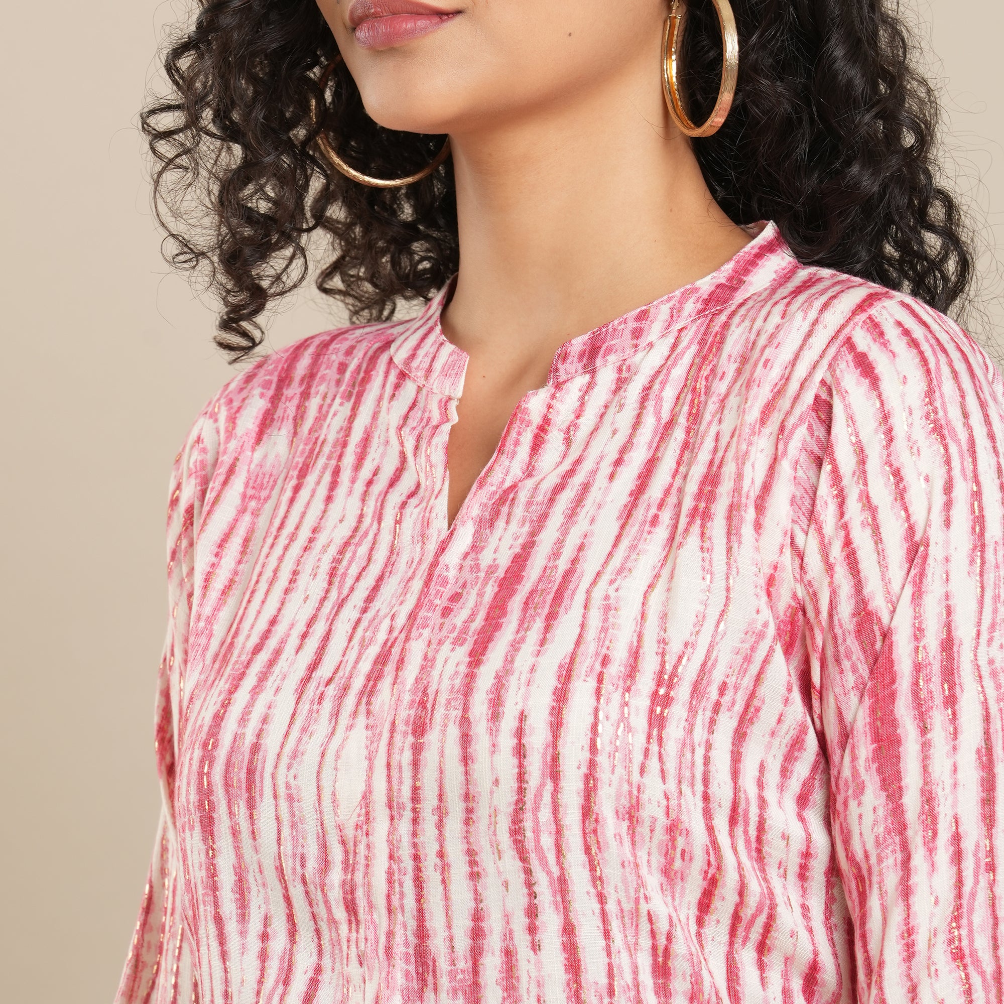 Pink Foil Printed Rayon Top
