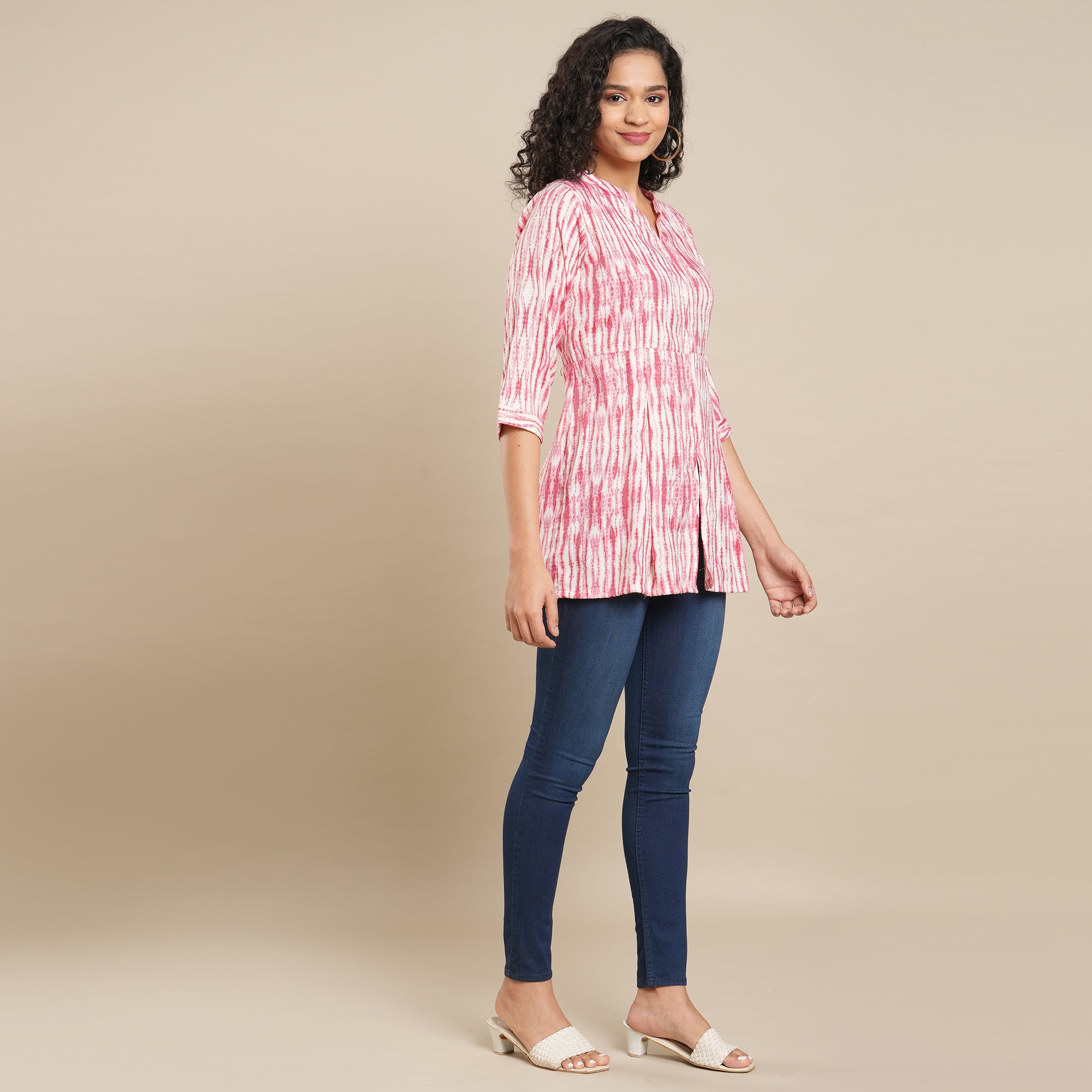 Pink Foil Printed Rayon Top