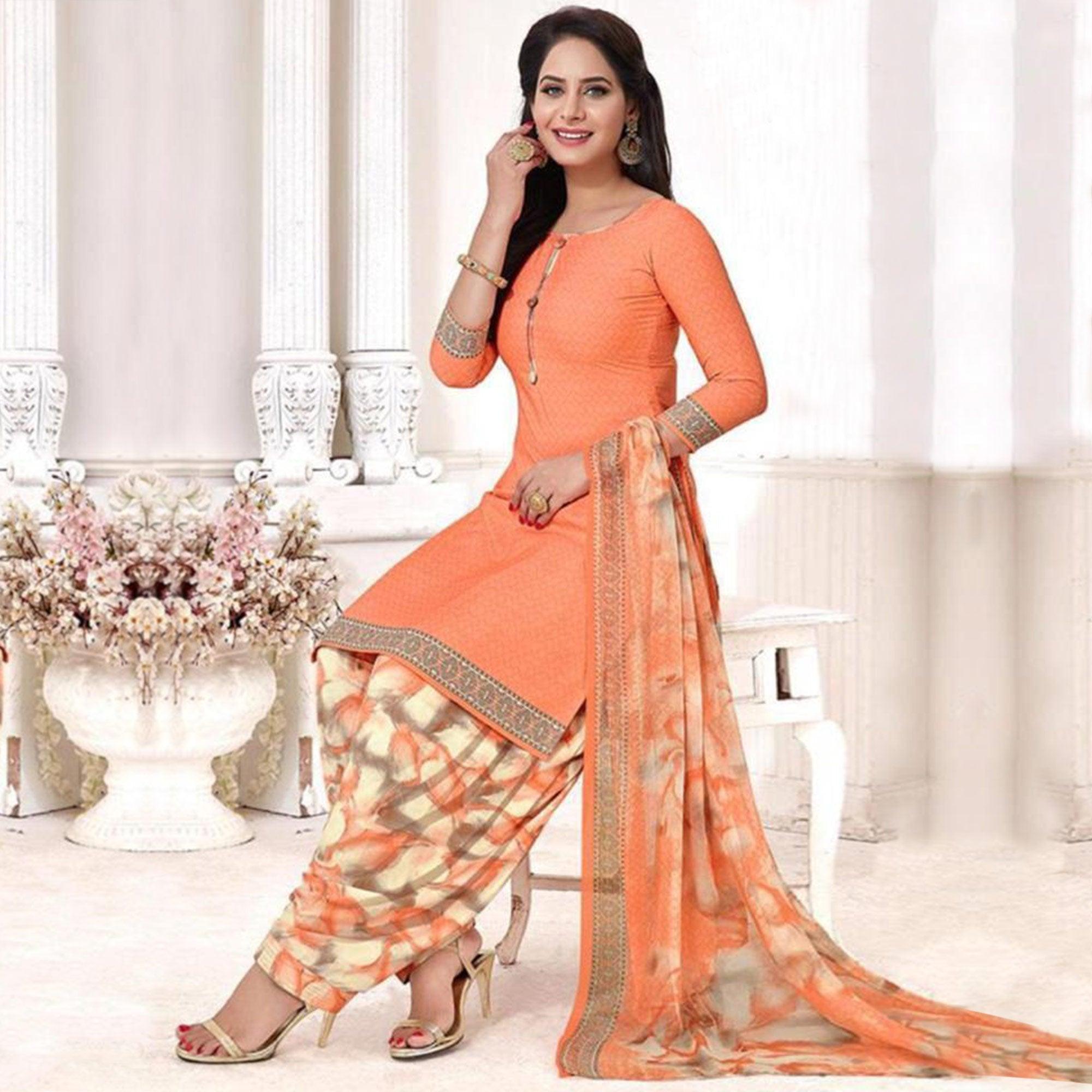 Multicolor Printed Leon & Crepe Patiala Dress Material Pack Of 3