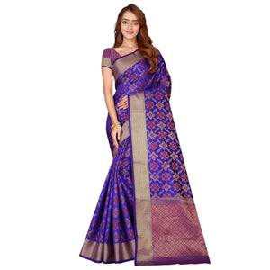 Adorable Blue Colored festive Wear silk Saree - Peachmode
