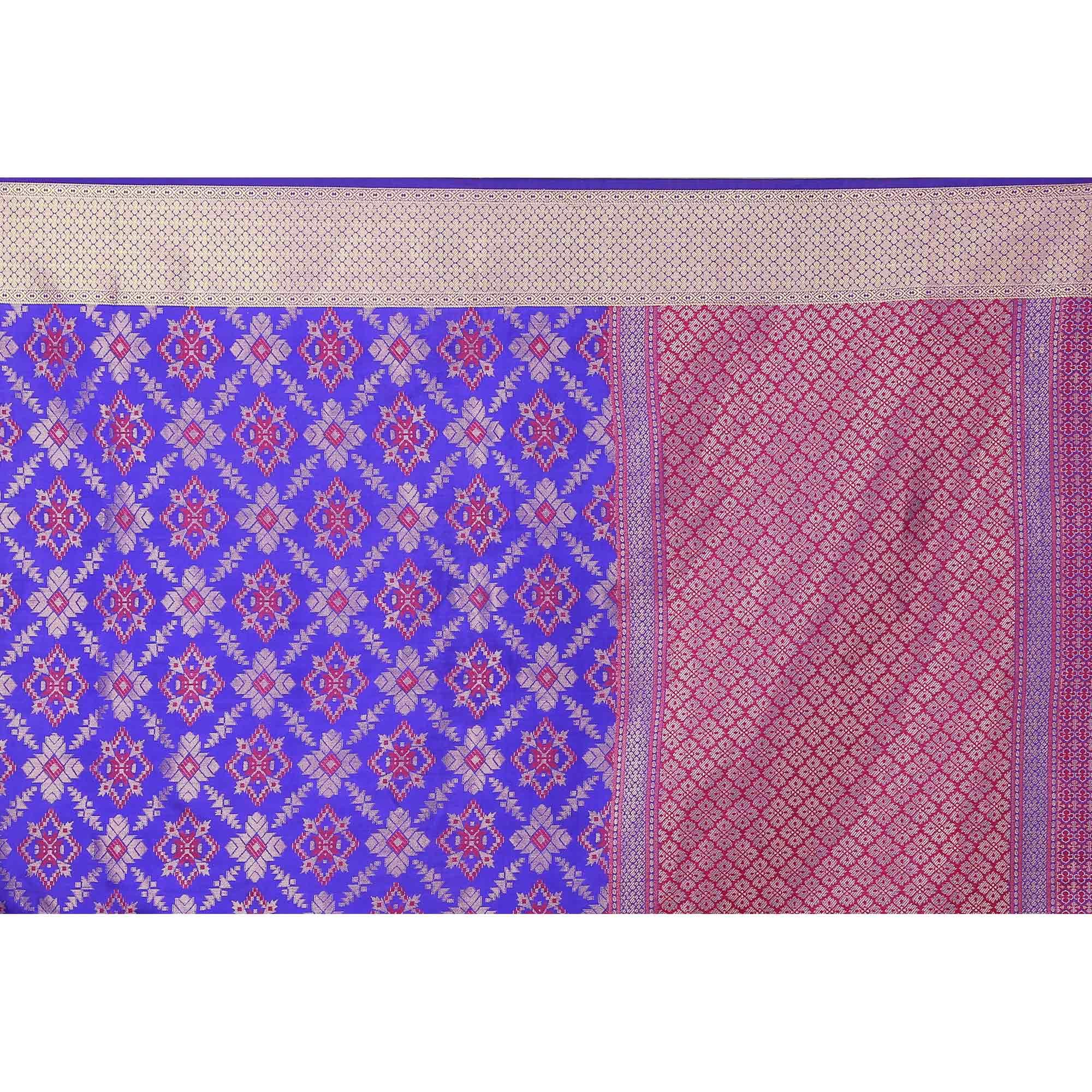 Adorable Blue Colored festive Wear silk Saree - Peachmode