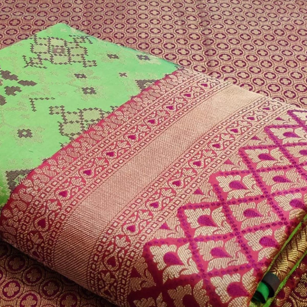 Adorable Green Colored Festive Wear Woven Patola Silk Saree - Peachmode