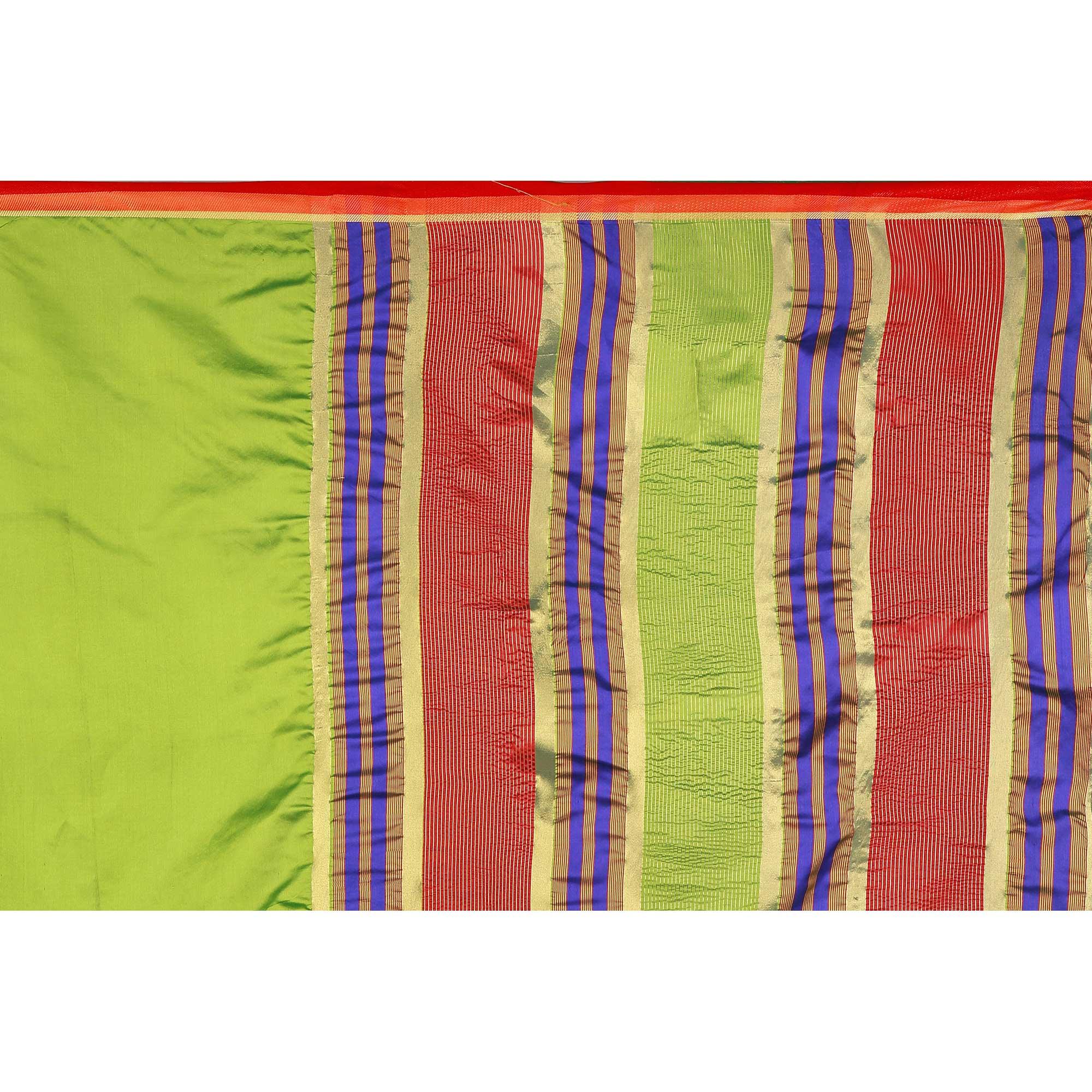 Adorable Green Colored Festive Wear Woven Silk Saree - Peachmode