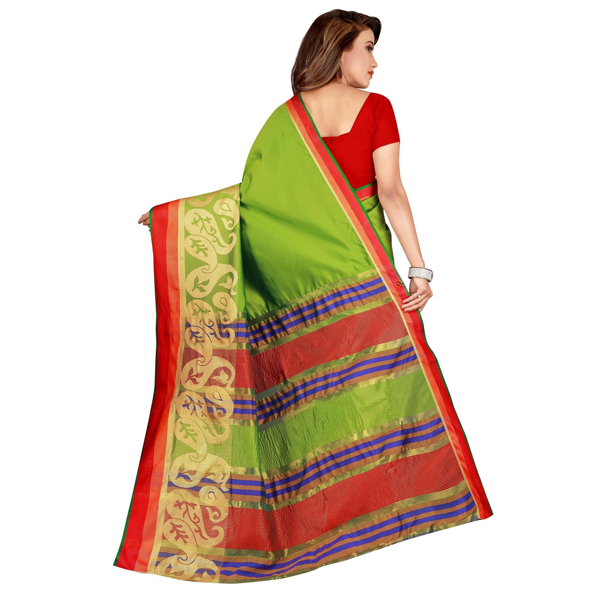 Adorable Green Colored Festive Wear Woven Silk Saree - Peachmode