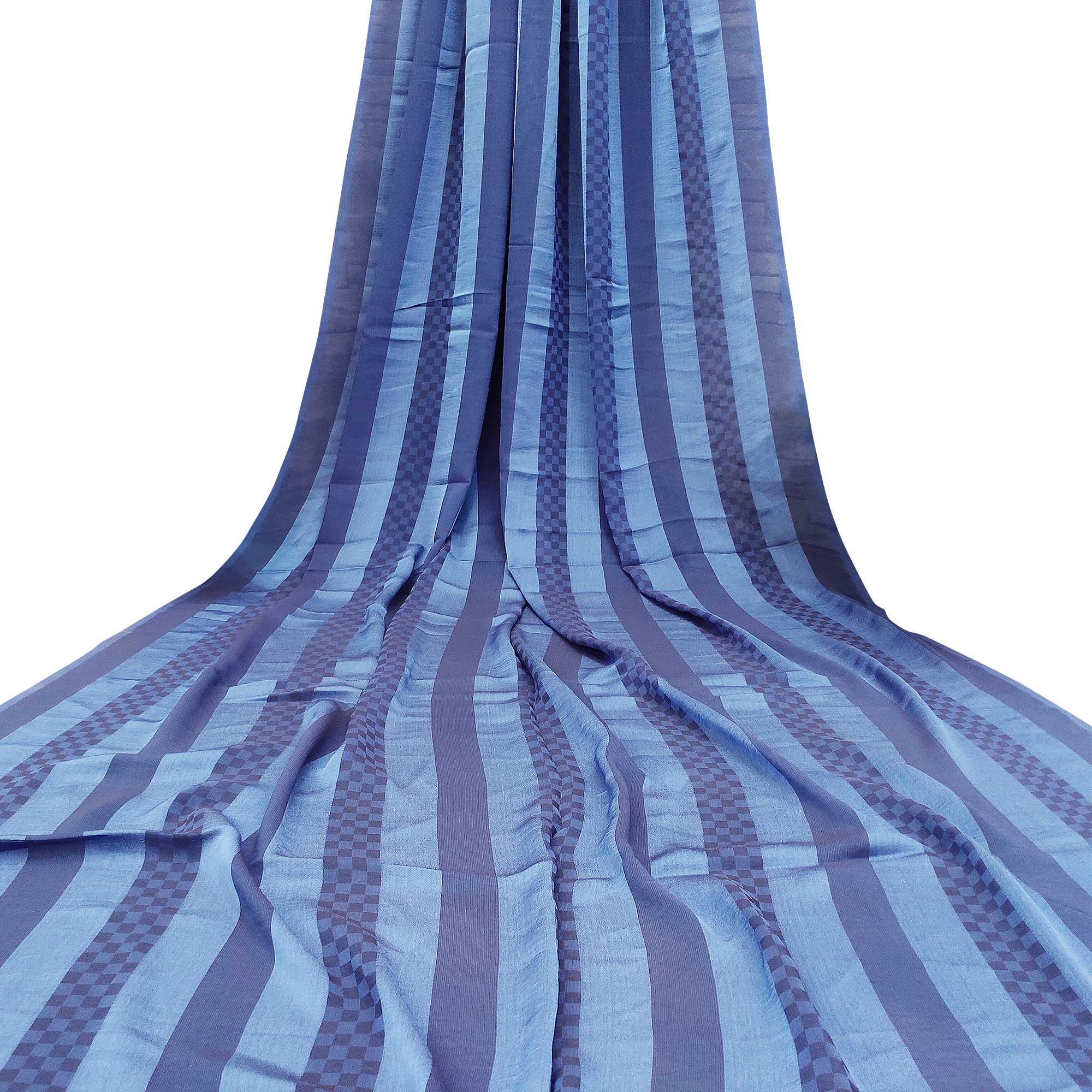 Adorable Light Blue Colored Partywear Printed Brasso Saree - Peachmode
