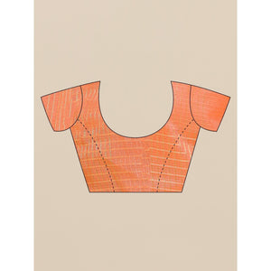 Adorable Peach Colored Casual Wear Floral Printed Linen Saree - Peachmode