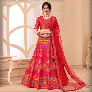 Adorable Pink Coloured Partywear Digital Printed Art Silk Lehenga Choli - Peachmode