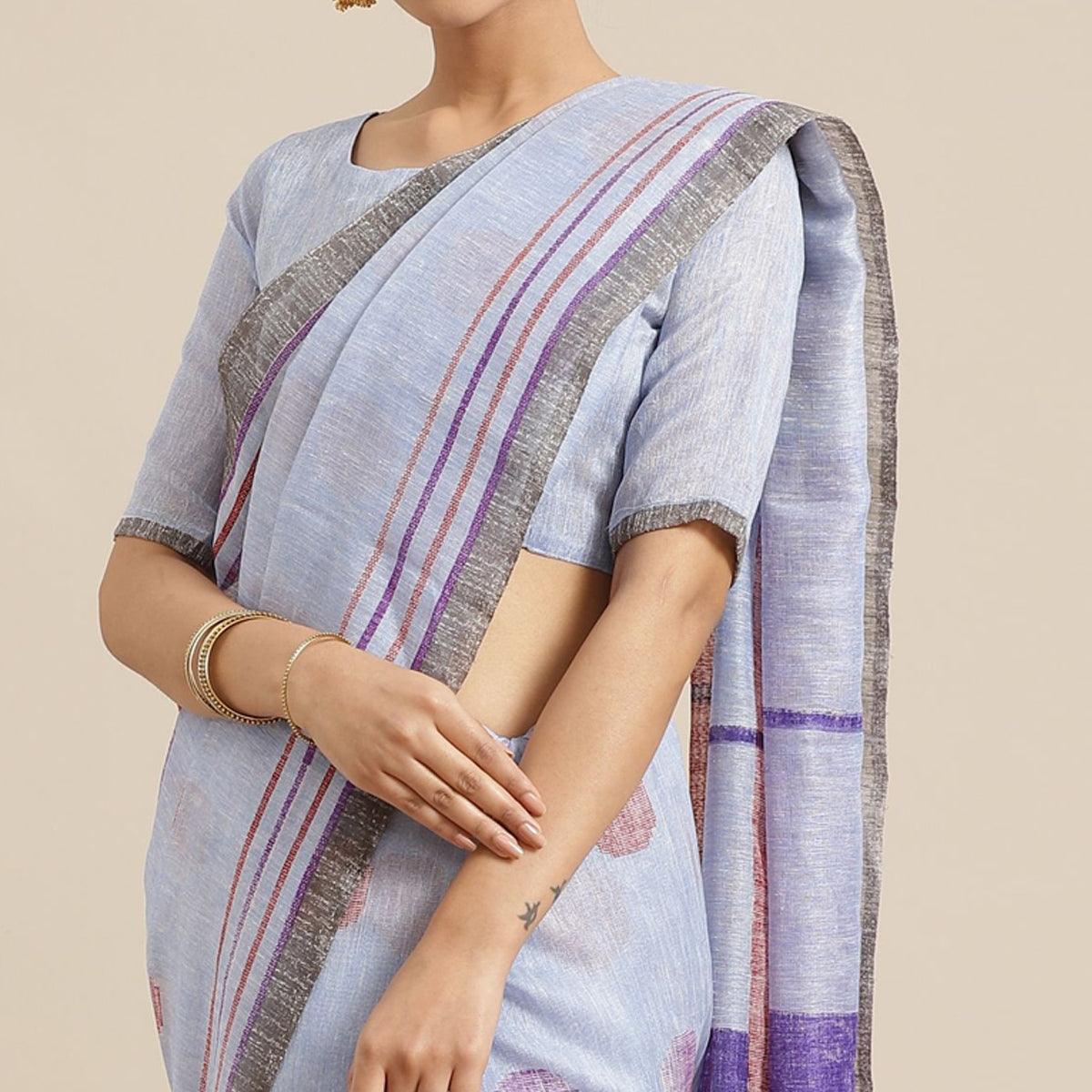 Adorable Sky Blue Colored Casual Wear Printed Art Silk Saree - Peachmode