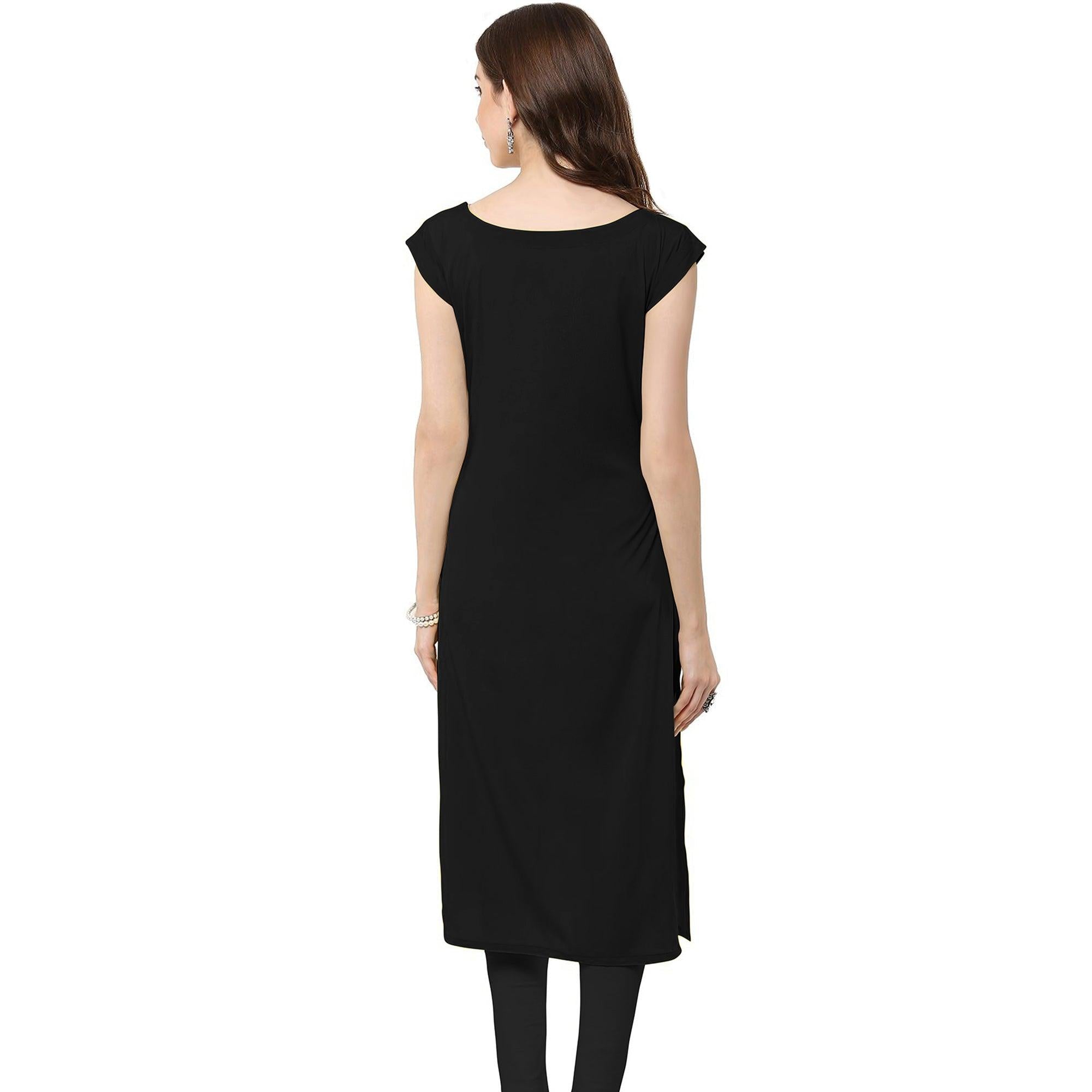 Adorable Teal Gray Colored Casual Printed Crepe Kurti - Peachmode