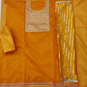 Adorable Yellow Colored Festive Wear Embroidered Heavy Modal Silk Dress Material - Peachmode