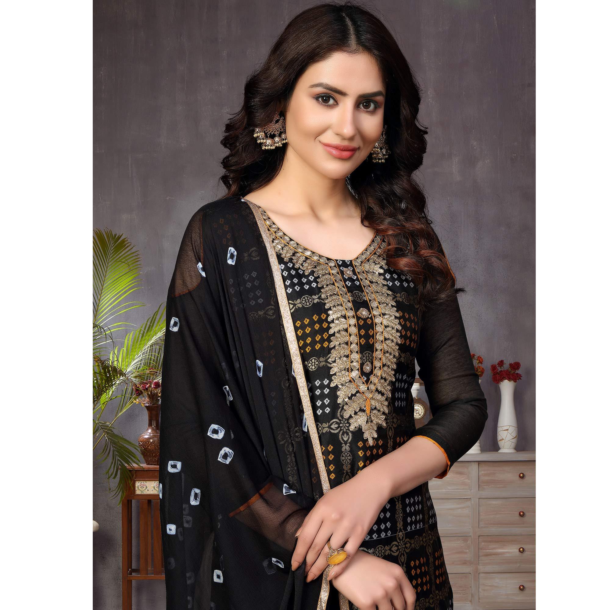 Alluring Black Colored Festive Wear Woven Heavy Banarasi Silk Dress Material - Peachmode