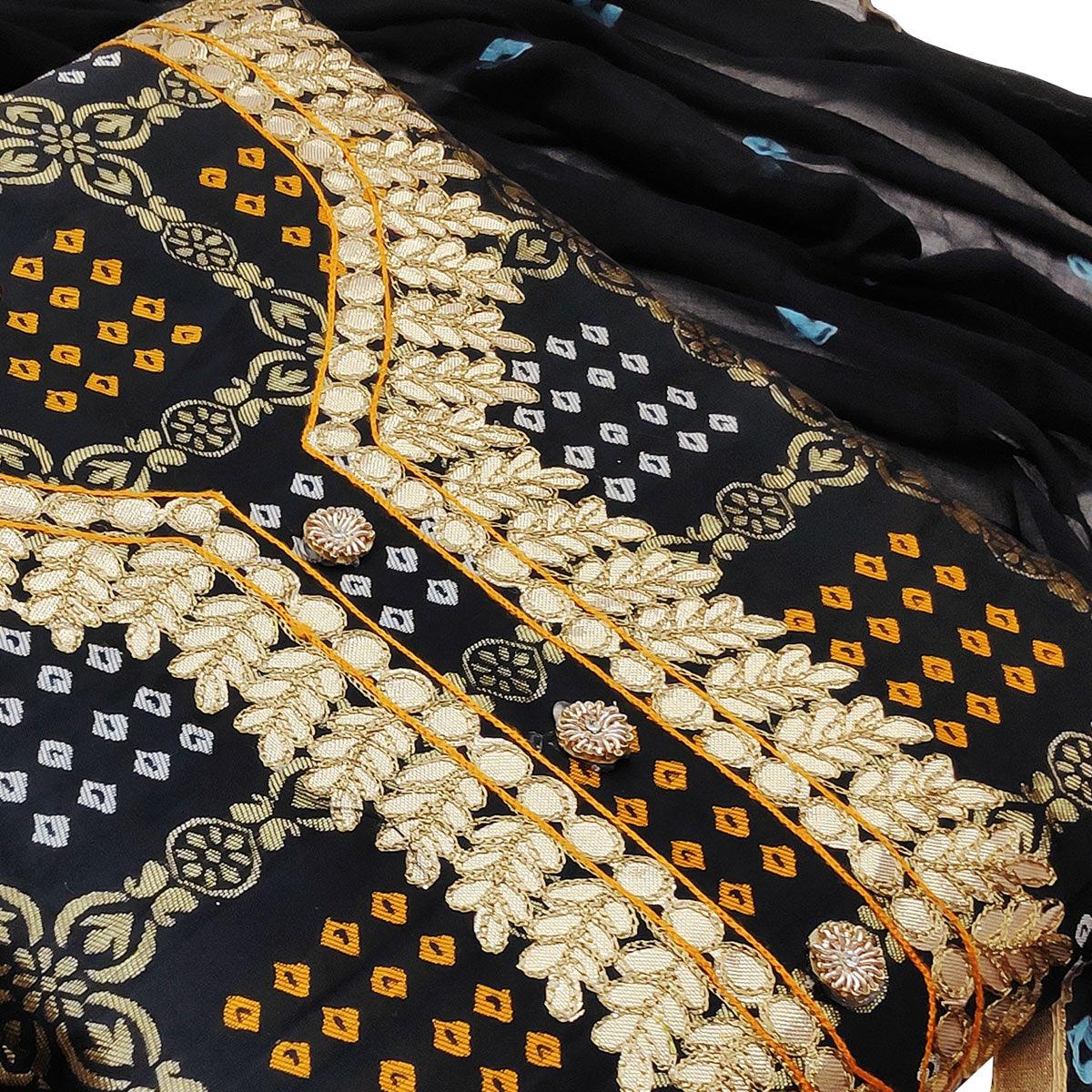 Alluring Black Colored Festive Wear Woven Heavy Banarasi Silk Dress Material - Peachmode
