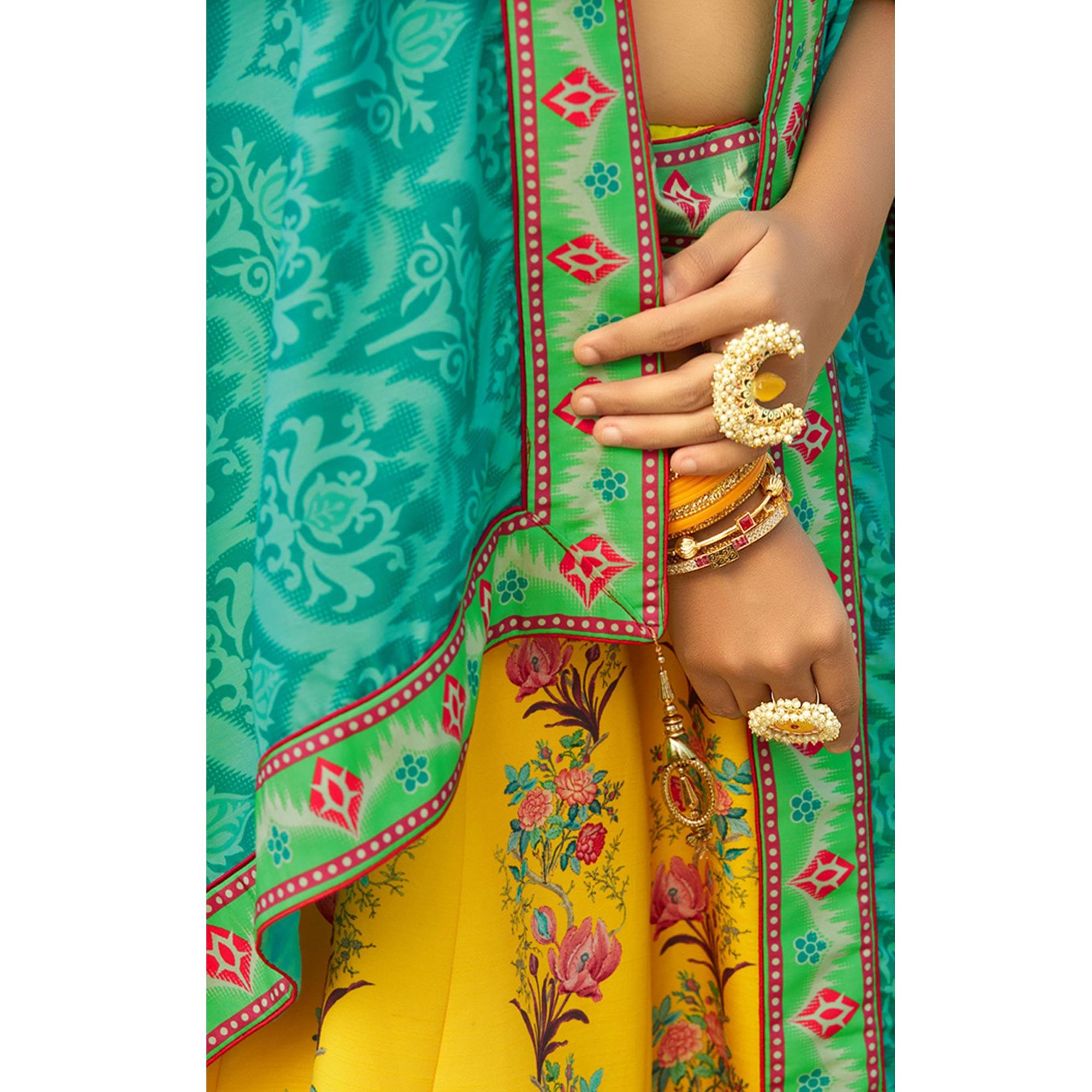 Alluring Lemon Yellow Coloured Wedding Wear Designer Stone Work Heavy Silk Lehenga Choli - Peachmode