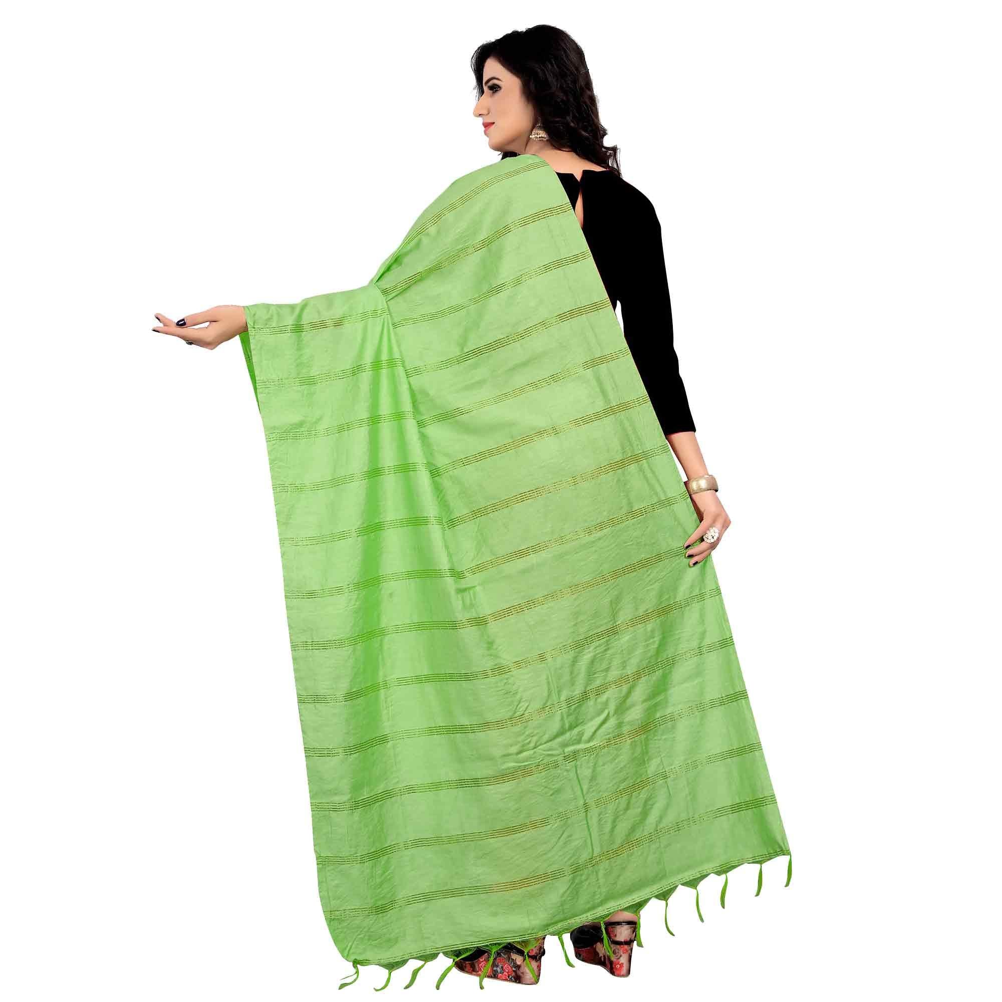Alluring Light Green Colored Festive Wear Cotton Dupatta - Peachmode