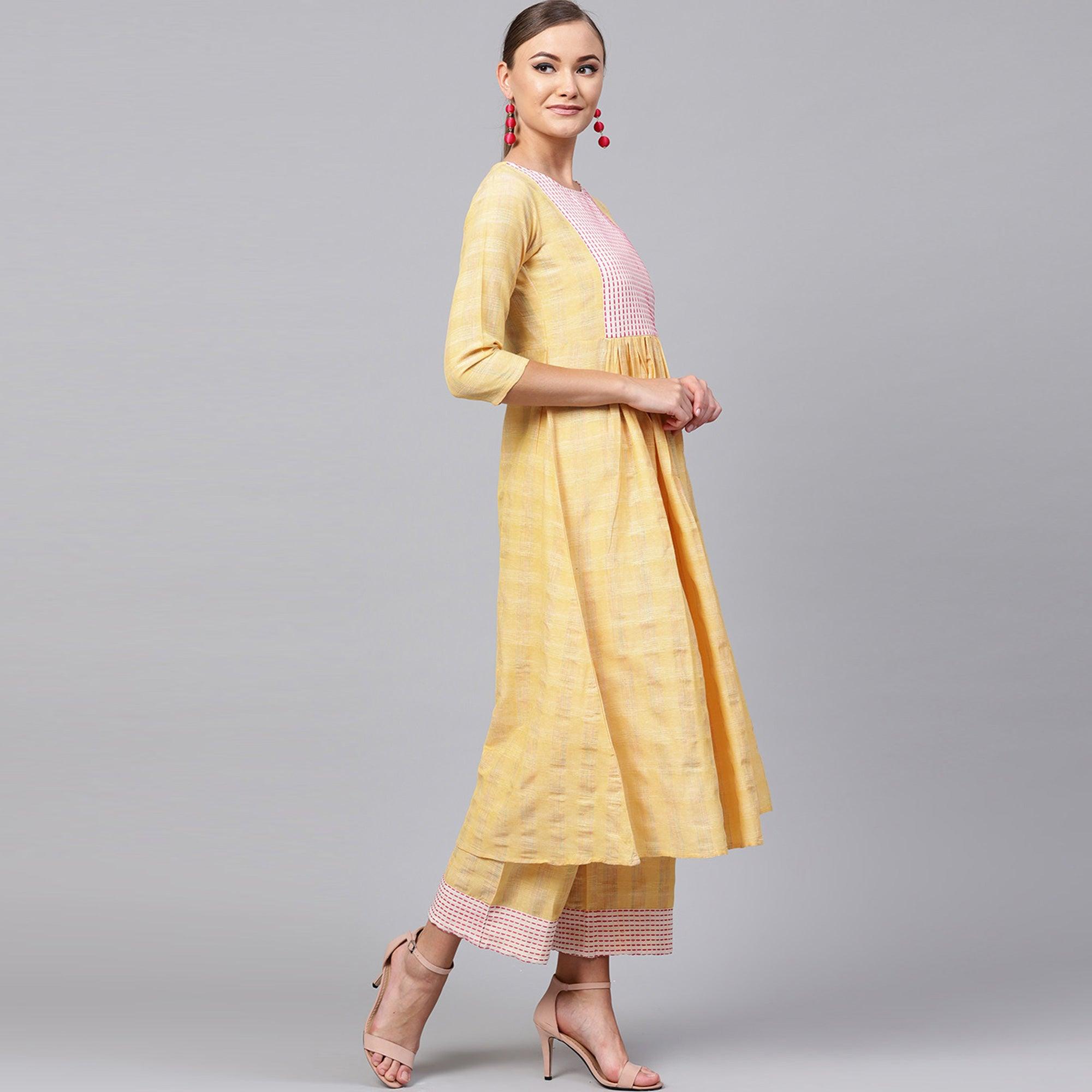 Alluring Yellow Colored Casual Printed Cotton Kurti - Peachmode
