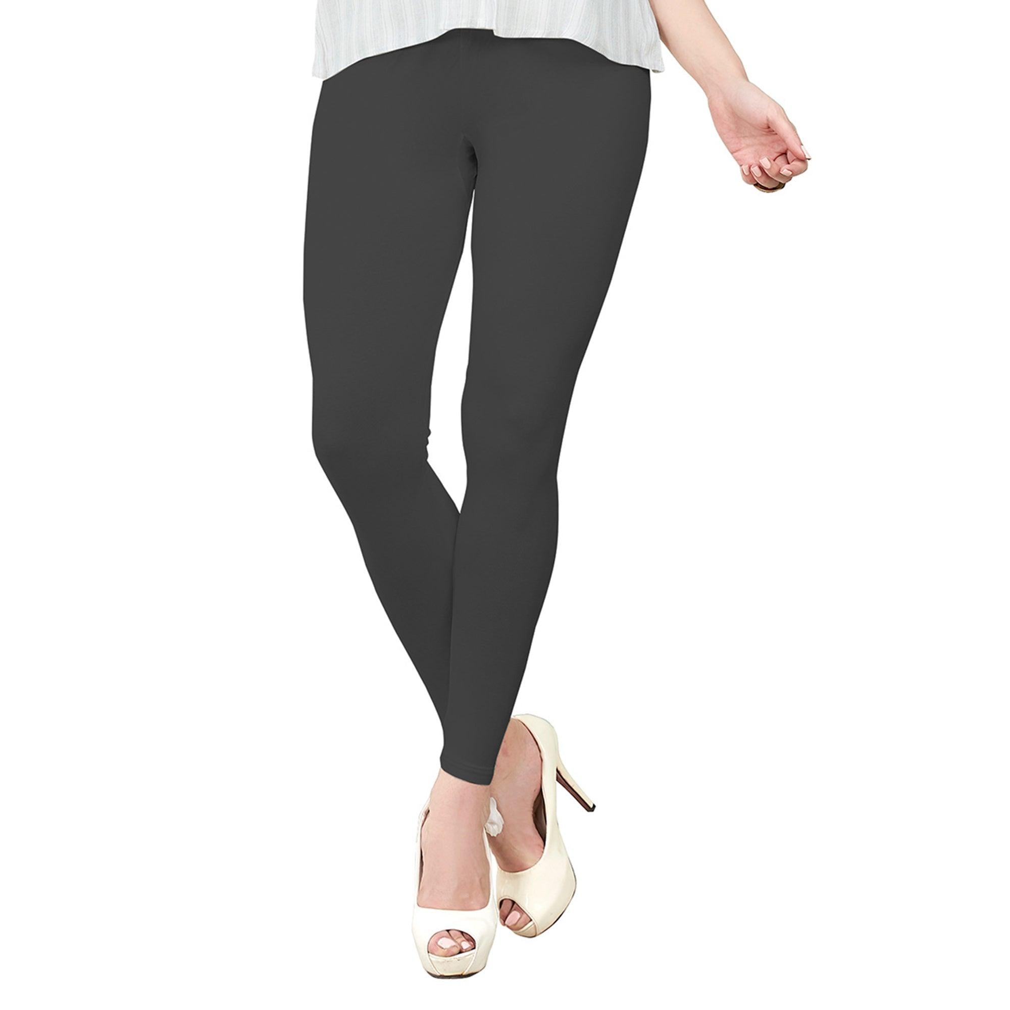 Amazing Gray Colored Casual Wear Ankle Length Leggings - Peachmode