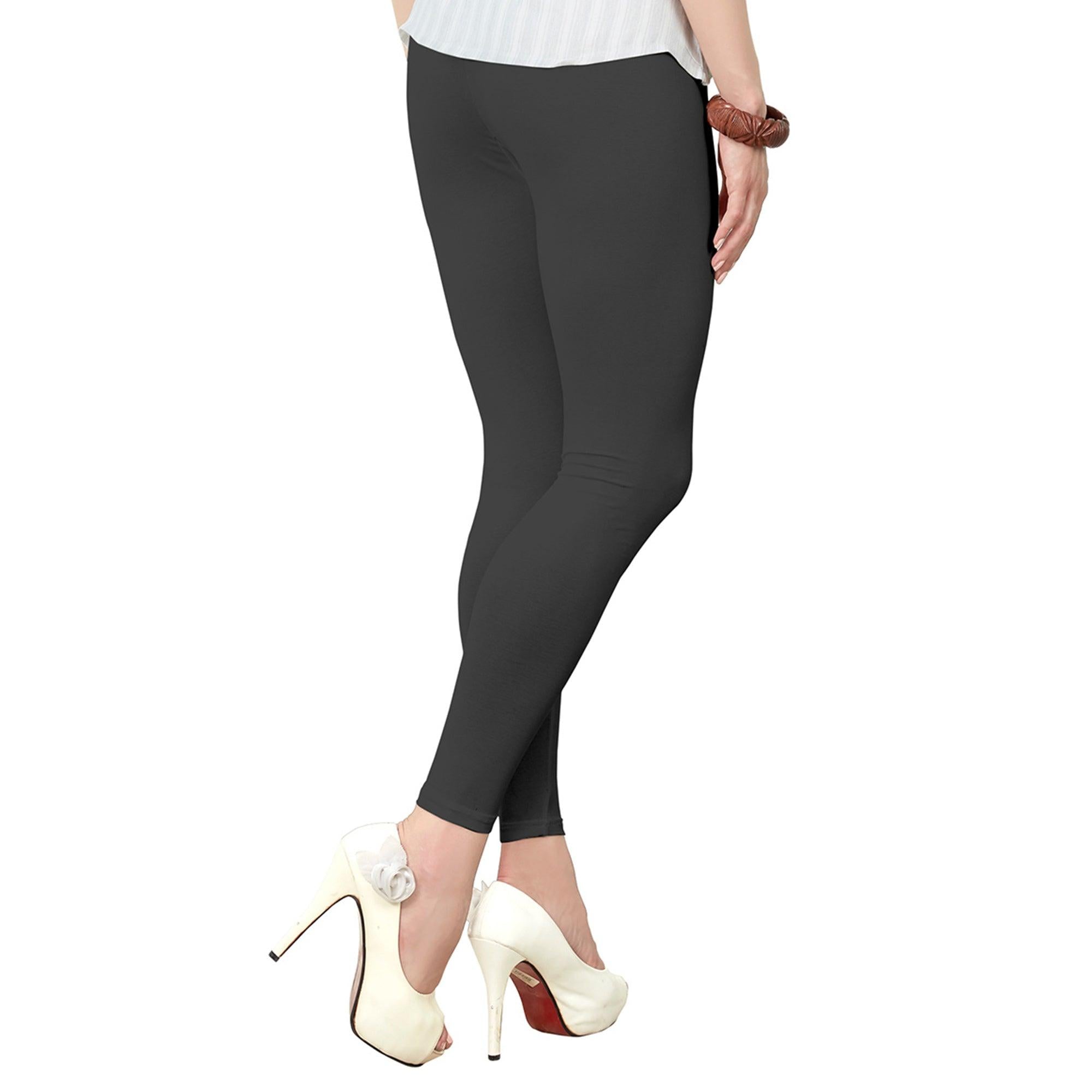 Amazing Gray Colored Casual Wear Ankle Length Leggings - Peachmode