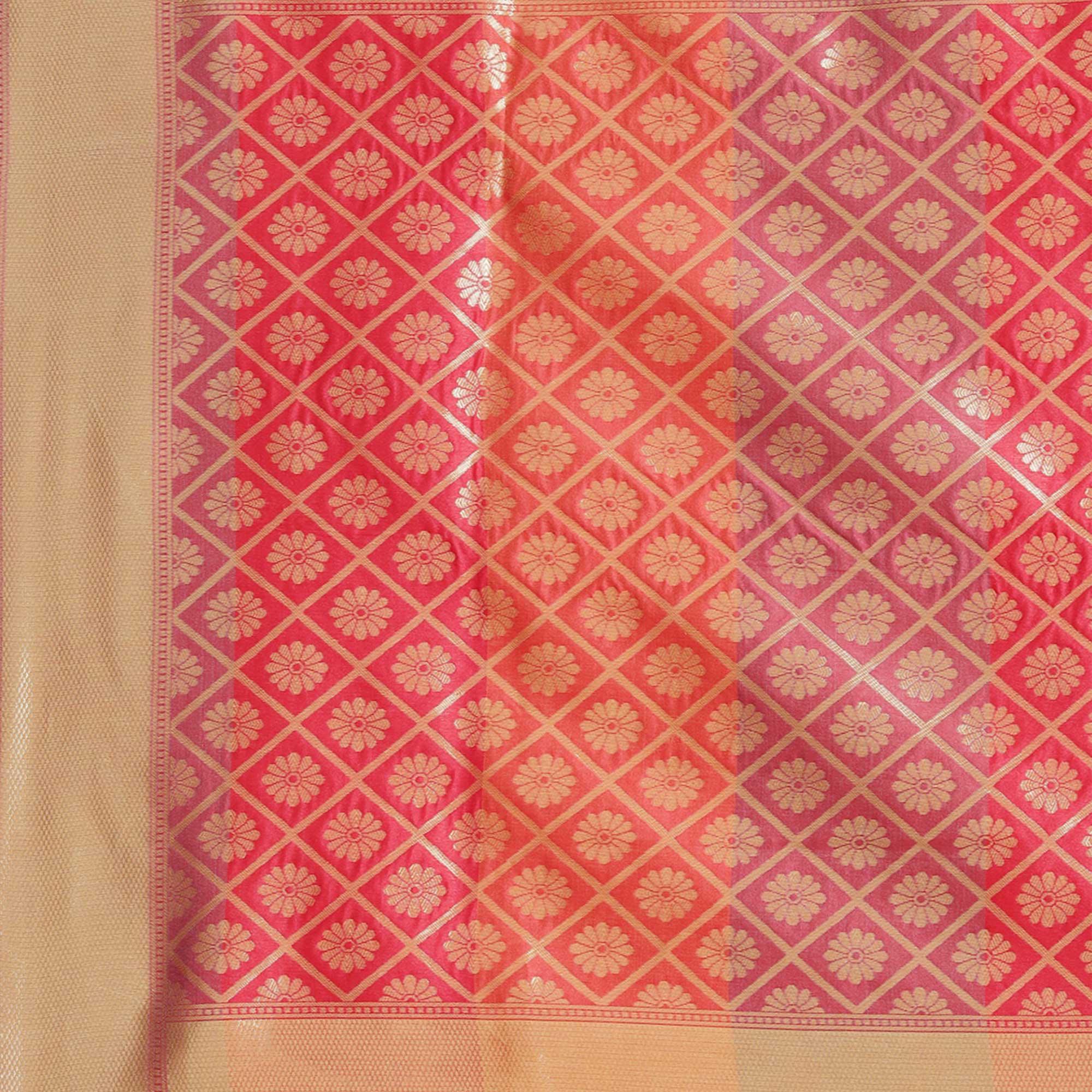 Amazing Green-Yellow Colored Festive Wear Woven Silk Blend Saree - Peachmode