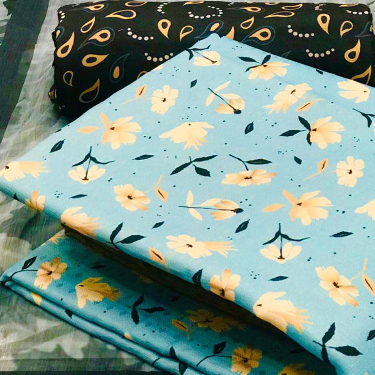 Amazing Light Blue Colored Casual Wear Printed Pashmina Dress Material - Peachmode