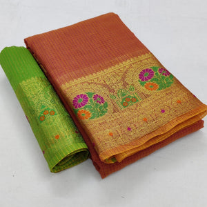 Amazing Pink Colored Festive Wear Woven Heavy Cotton Saree - Peachmode