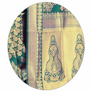 Amazing Turquoise Green Colored Festive Wear Woven Silk Saree - Peachmode