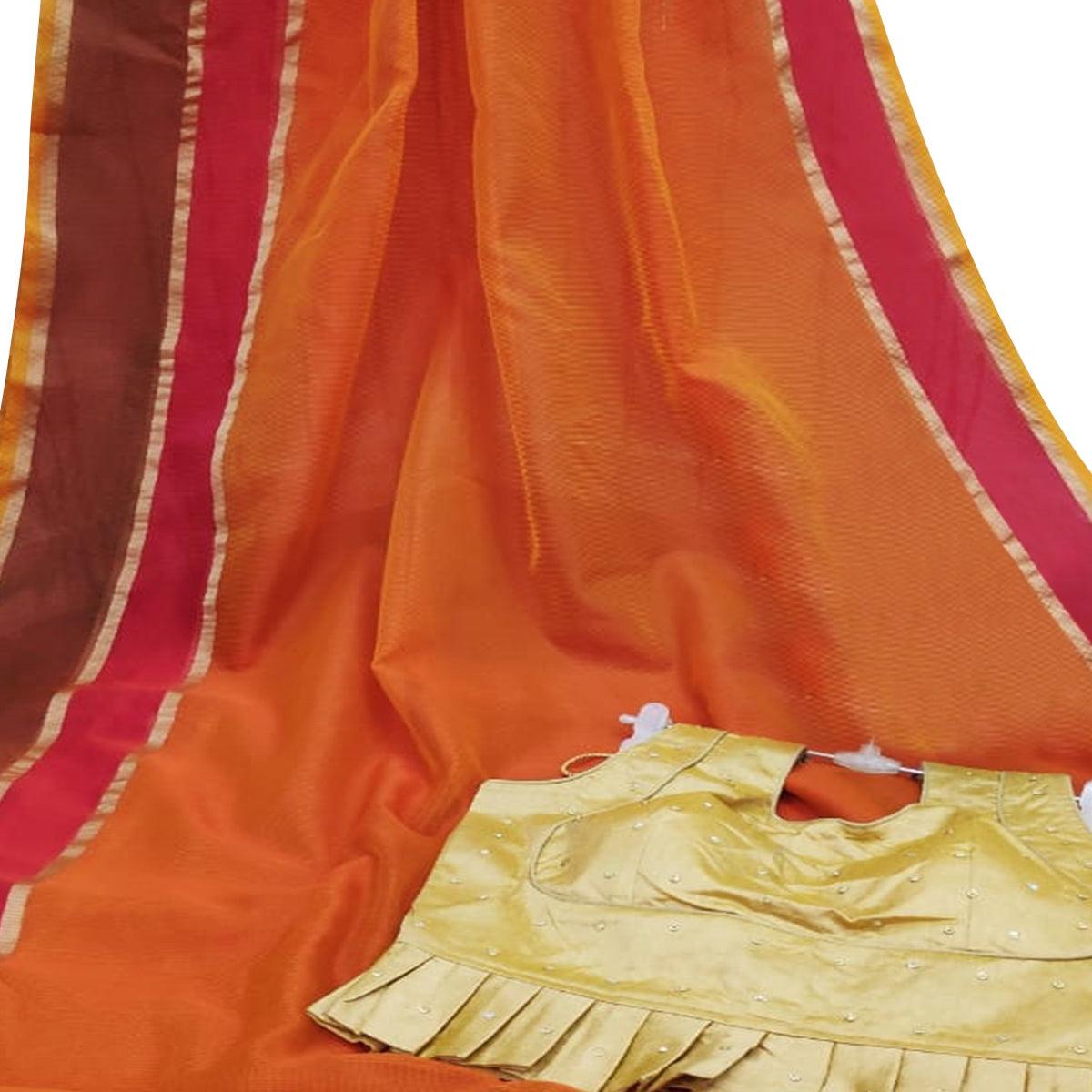 Appealing Orange Colored Festive Wear Woven Silk Saree - Peachmode