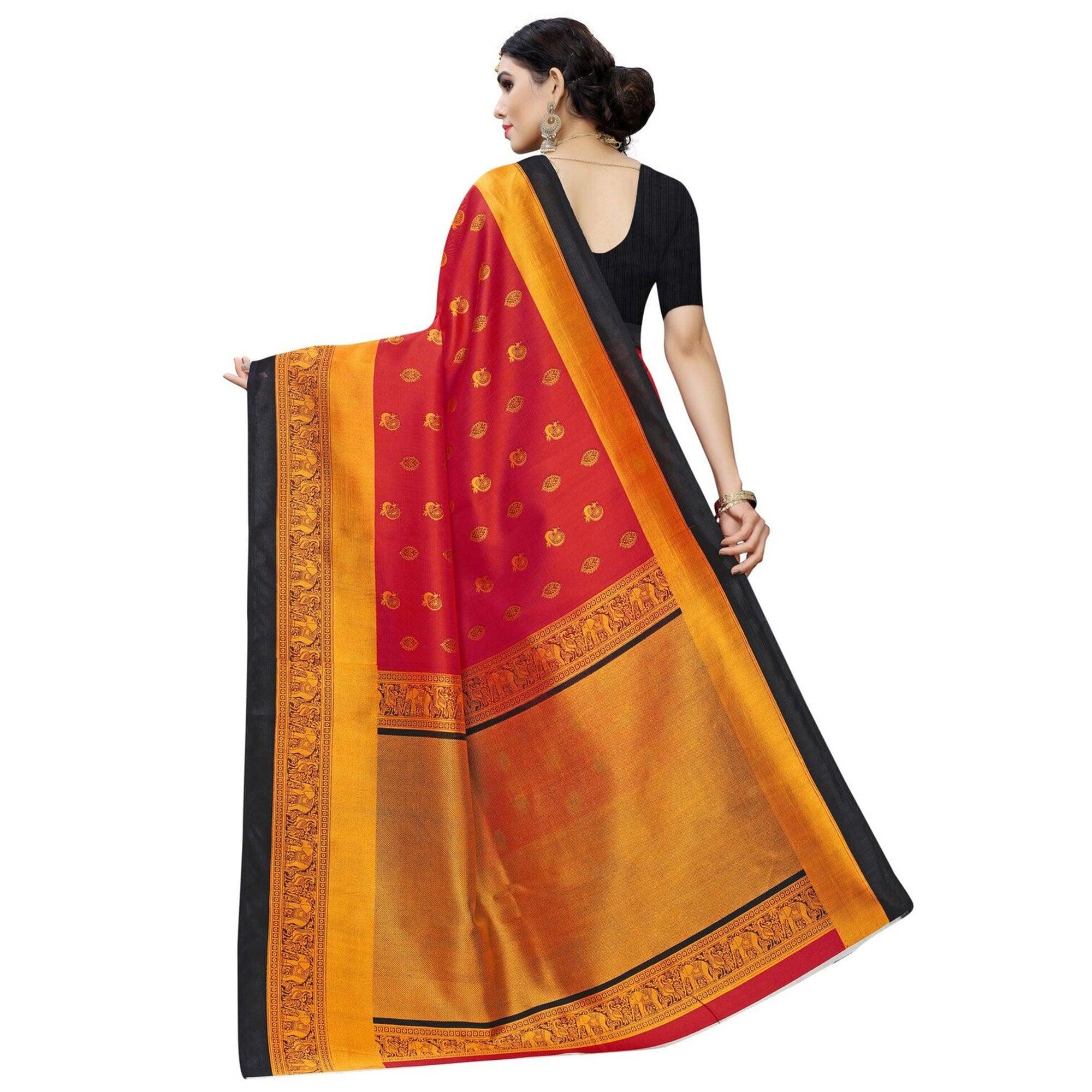 Appealing Red Colored Festive Wear Woven Art Silk Saree - Peachmode