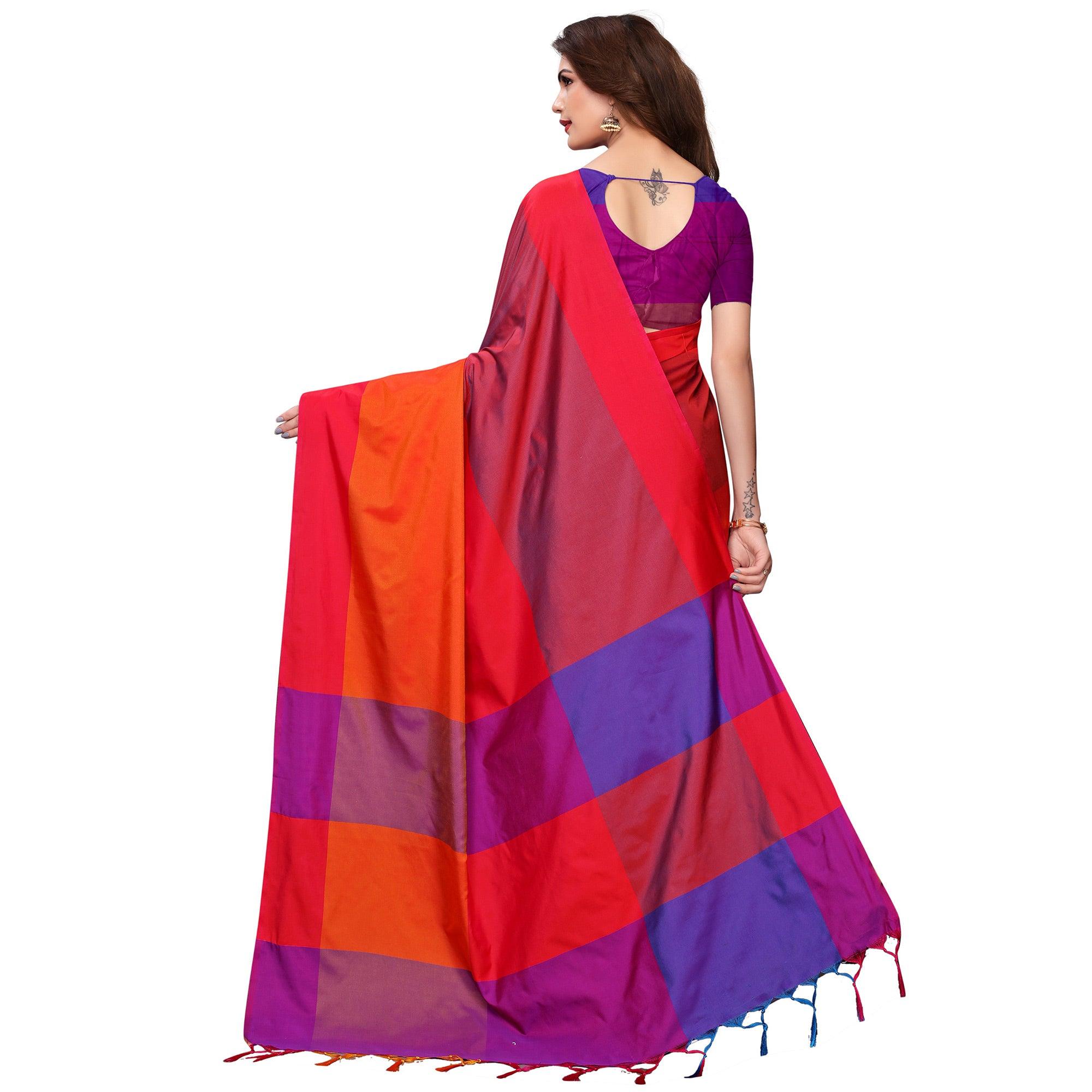 Appealing Red Festive Wear Woven Art Silk Saree - Peachmode