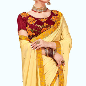 Appealing Yellow Colored Partywear Georgette Saree - Peachmode