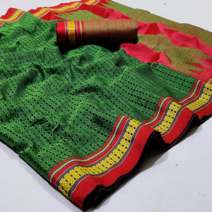 Arresting Green Colored Festive Wear Woven Silk Saree - Peachmode