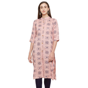 Arresting Pink Colored Casual Printed Cotton Kurti - Peachmode