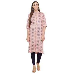 Arresting Pink Colored Casual Printed Cotton Kurti - Peachmode