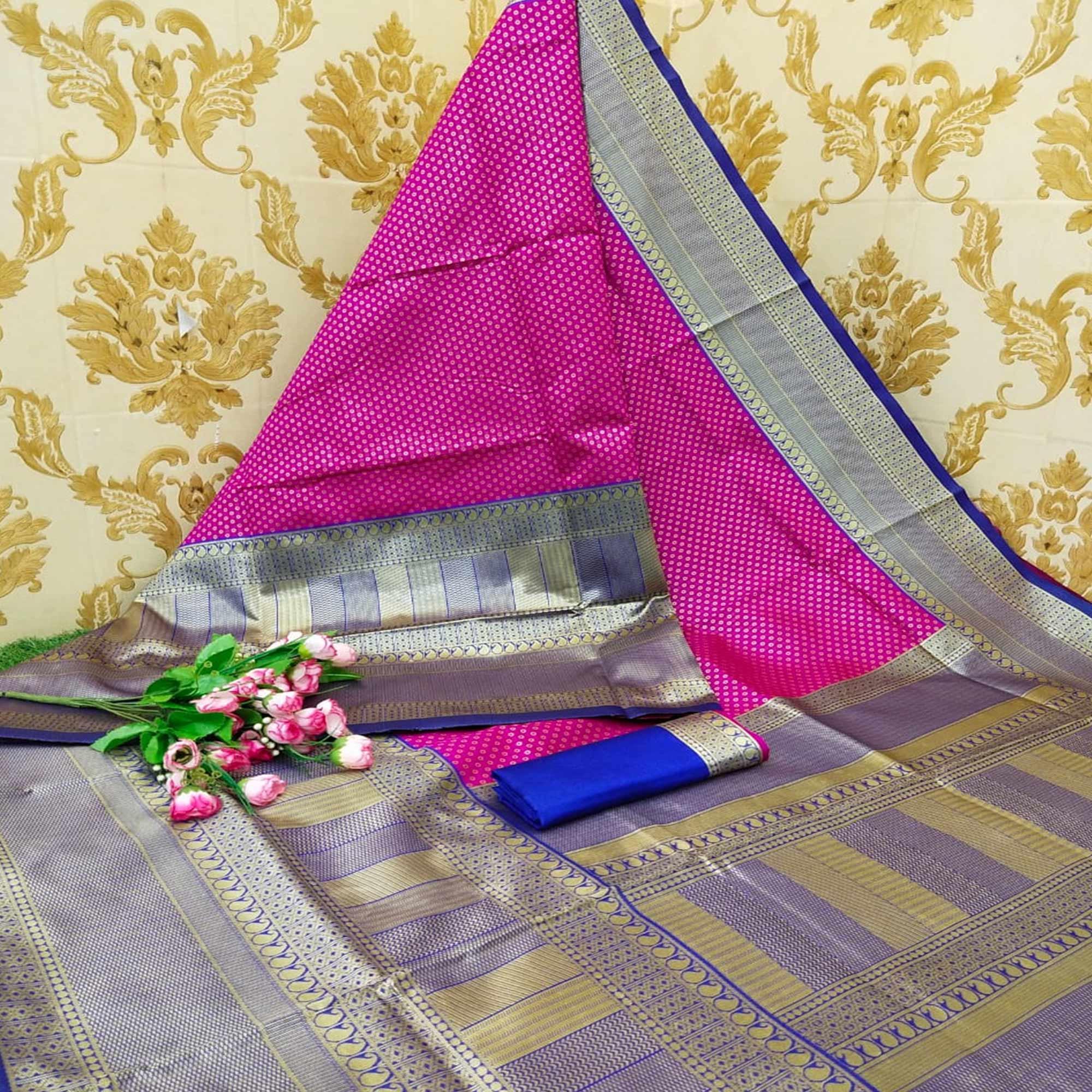 Arresting Pink Colored Fetive Wear Woven Heavy Banarasi Silk Saree - Peachmode