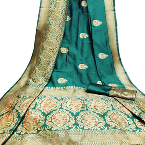 Arresting Rani Pink Colored Festive Wear Woven Litchi Jacquard Silk Saree - Peachmode