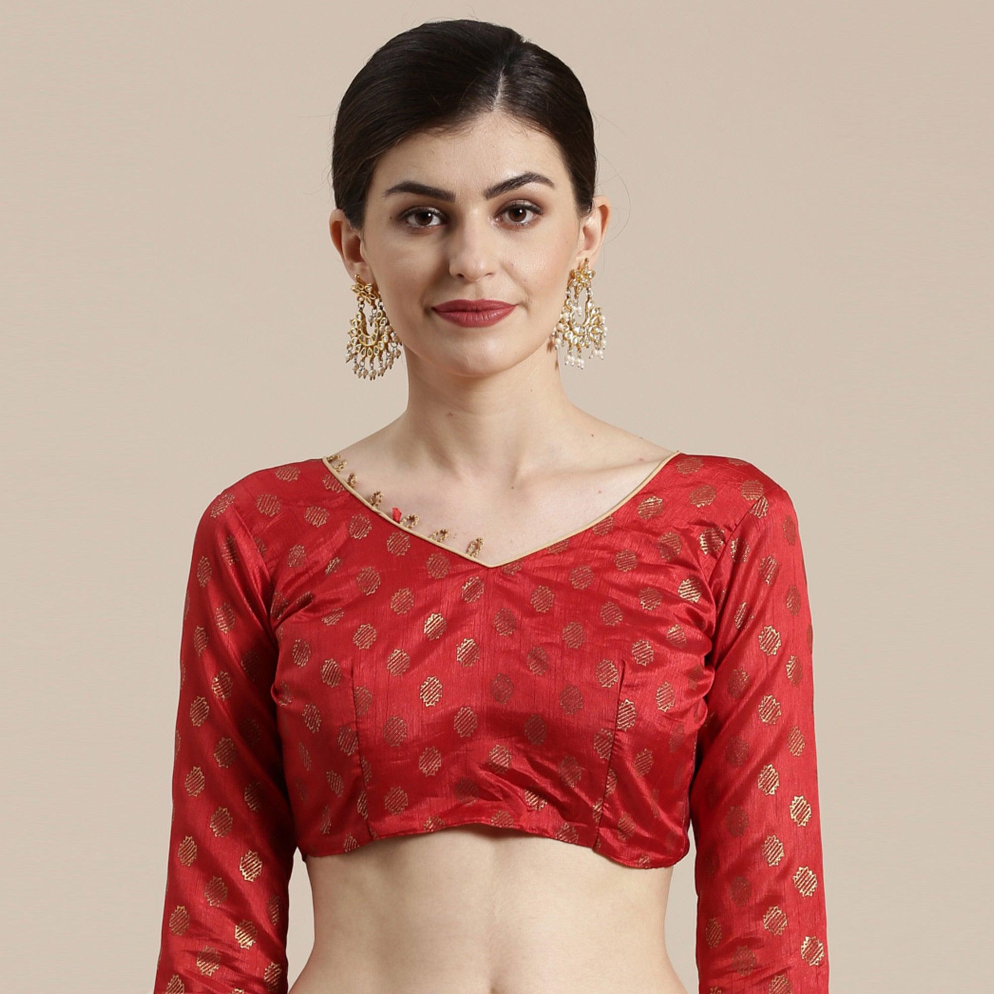 Attractive Cream-Red Colored Festive Wear Tample Foli Print Patola Silk Saree - Peachmode