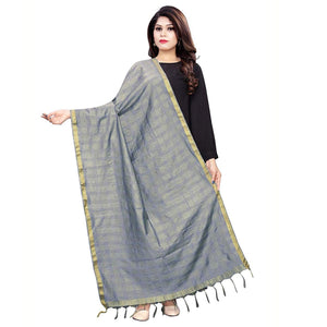 Attractive Grey Colored Festive Wear Cotton Silk Dupatta - Peachmode
