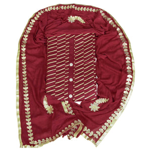 Attractive Maroon Colored Casual Wear Gotta Patti Worked Cotton Dress Material - Peachmode