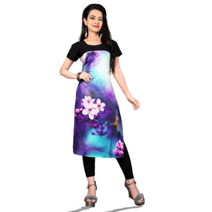 Attractive Multi Colored Casual Printed Crepe Kurti - Peachmode