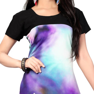 Attractive Multi Colored Casual Printed Crepe Kurti - Peachmode