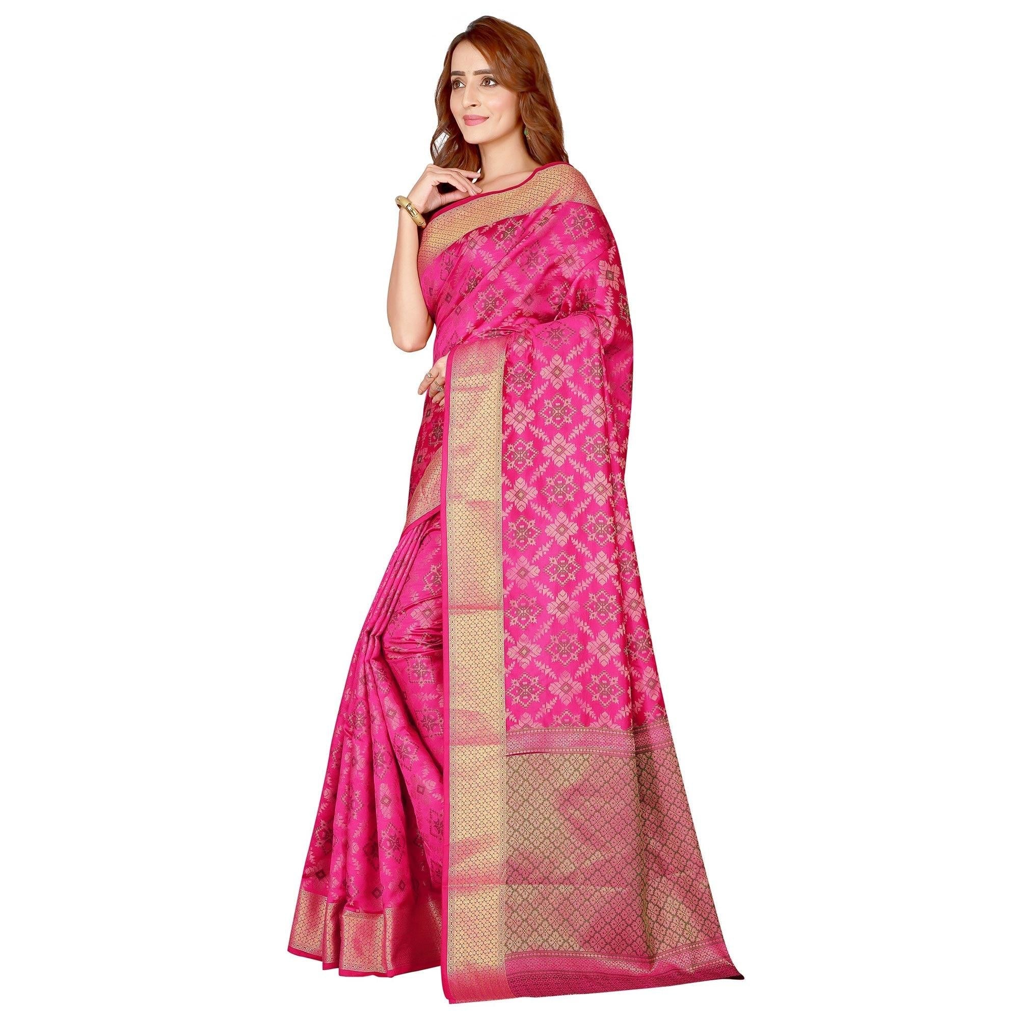 Attractive Pink Color festive Wear silk Saree - Peachmode