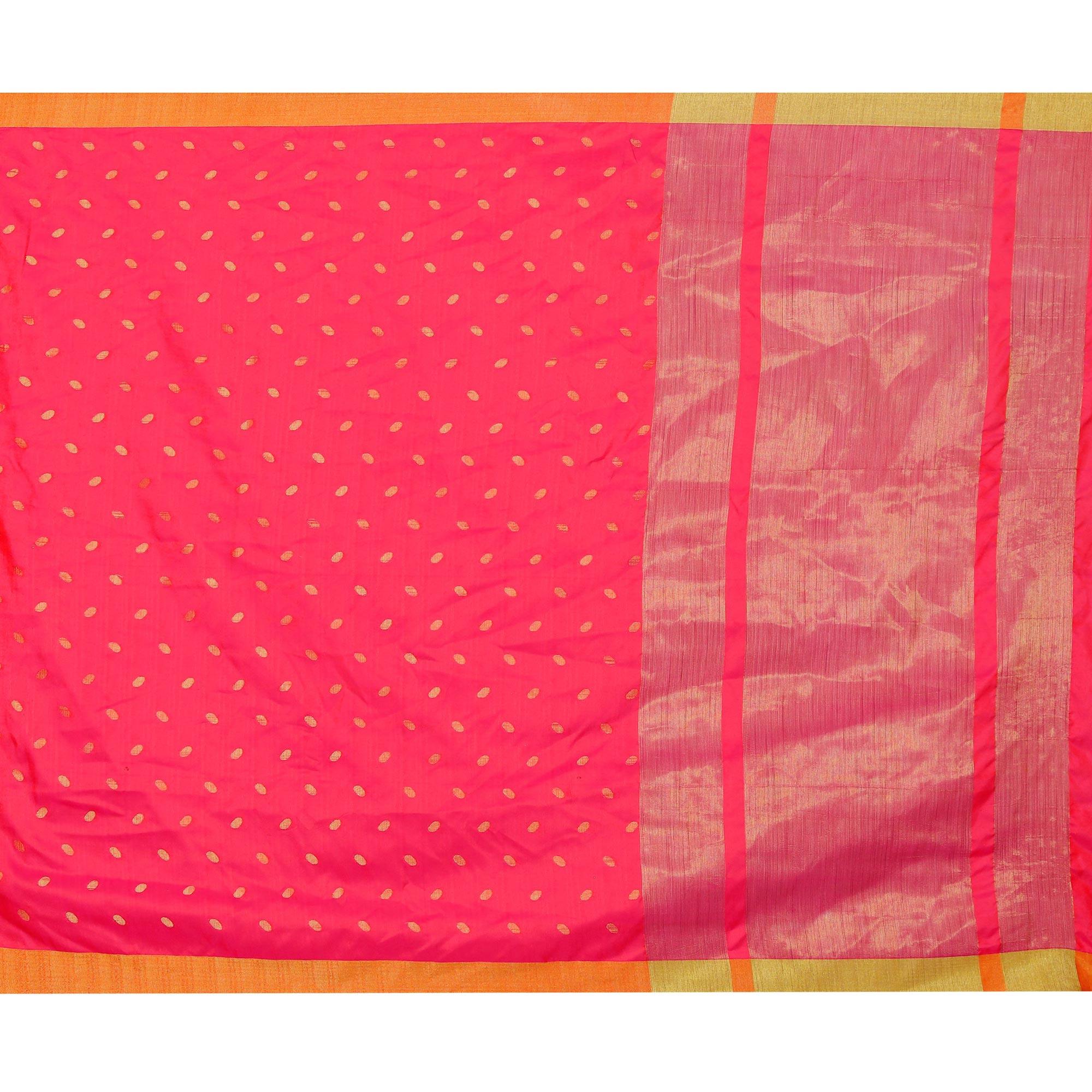 Attractive Pink Colored Festive Wear Woven Art Silk Saree - Peachmode