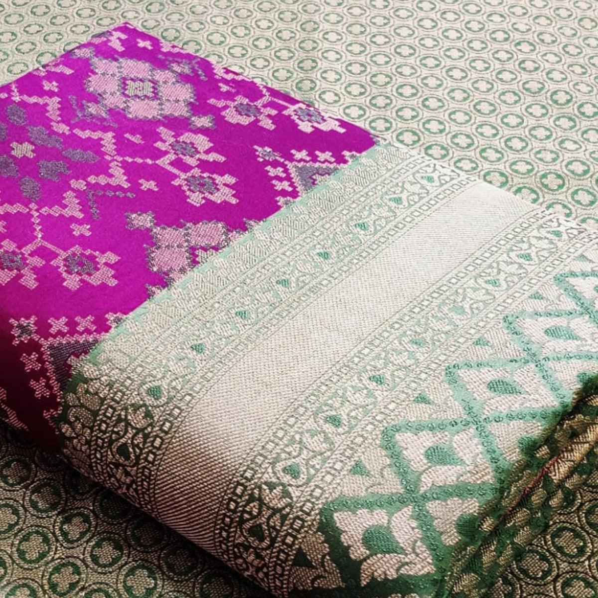 Attractive Purple Colored Festive Wear Woven Patola Silk Saree - Peachmode