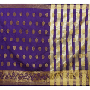 Attractive Purple Colored Festive Wear Woven Work Art Silk Saree - Peachmode