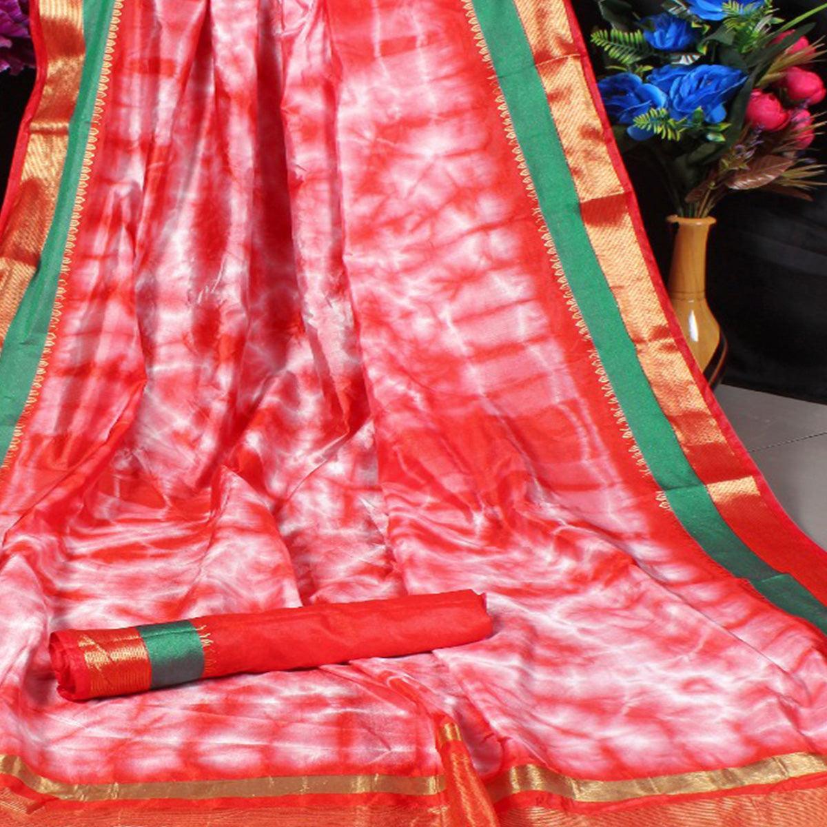 Attractive Red Colored Festive Wear Woven Silk Saree - Peachmode